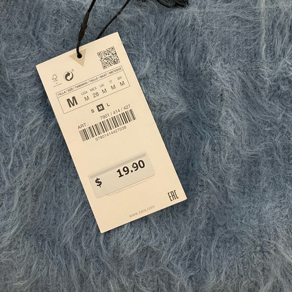 New with tags - Zara blue fluffy knit top - Picture 2 of 2